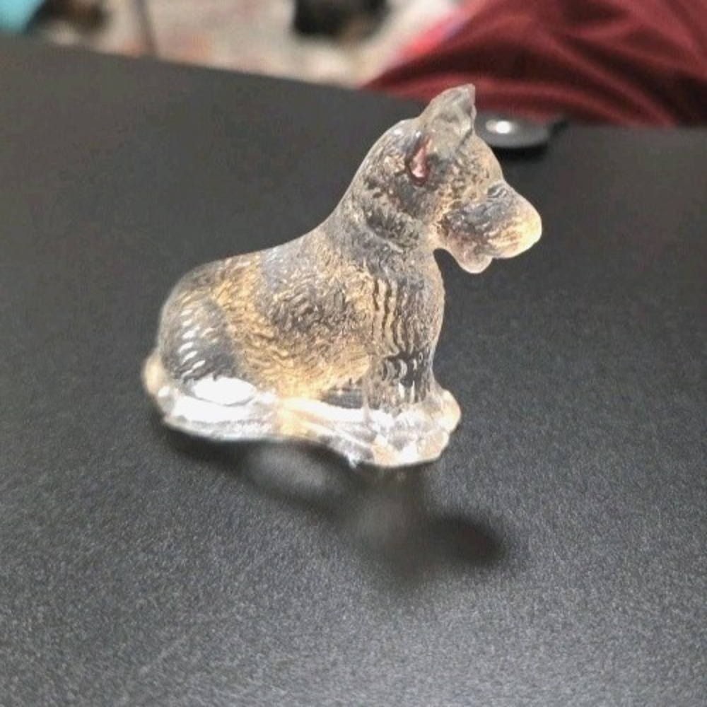 Scottie Dog Figurine Clear Glass Crystal - Chipped Ears And Base - Vintage 2"